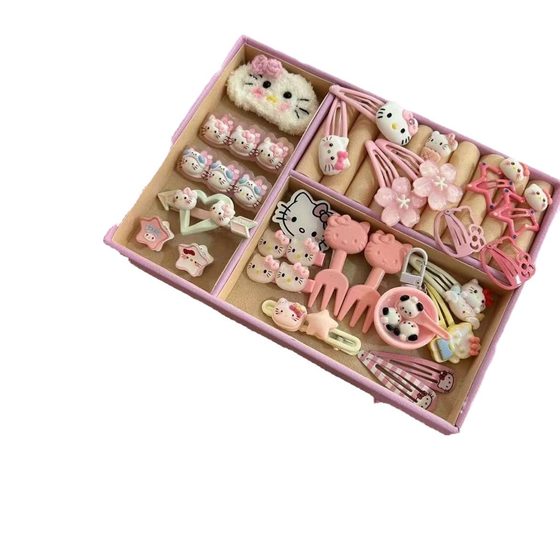 30 Pack ~ Cute Hairpin suit Sweet Girl Heart Bangs Clip Japanese Cartoon Headwear Clip Pink Headwear