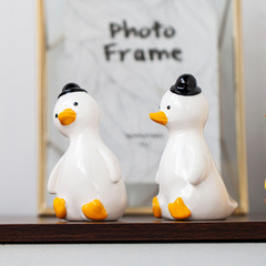 Ceramic cute and adorable yellow duck decoration for living room entryway TV cabinet, office desk, small accent piece