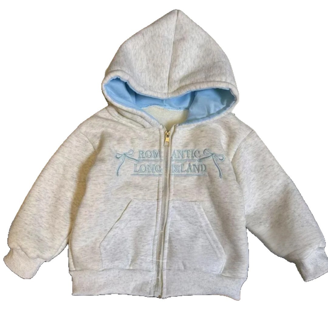 Niños con chaqueta de terciopelo otoño-invierno 2025 nuevo estilo de aire extranjero con terciopelo grueso invierno para niños con sudaderas encapuchadas ropa infantil