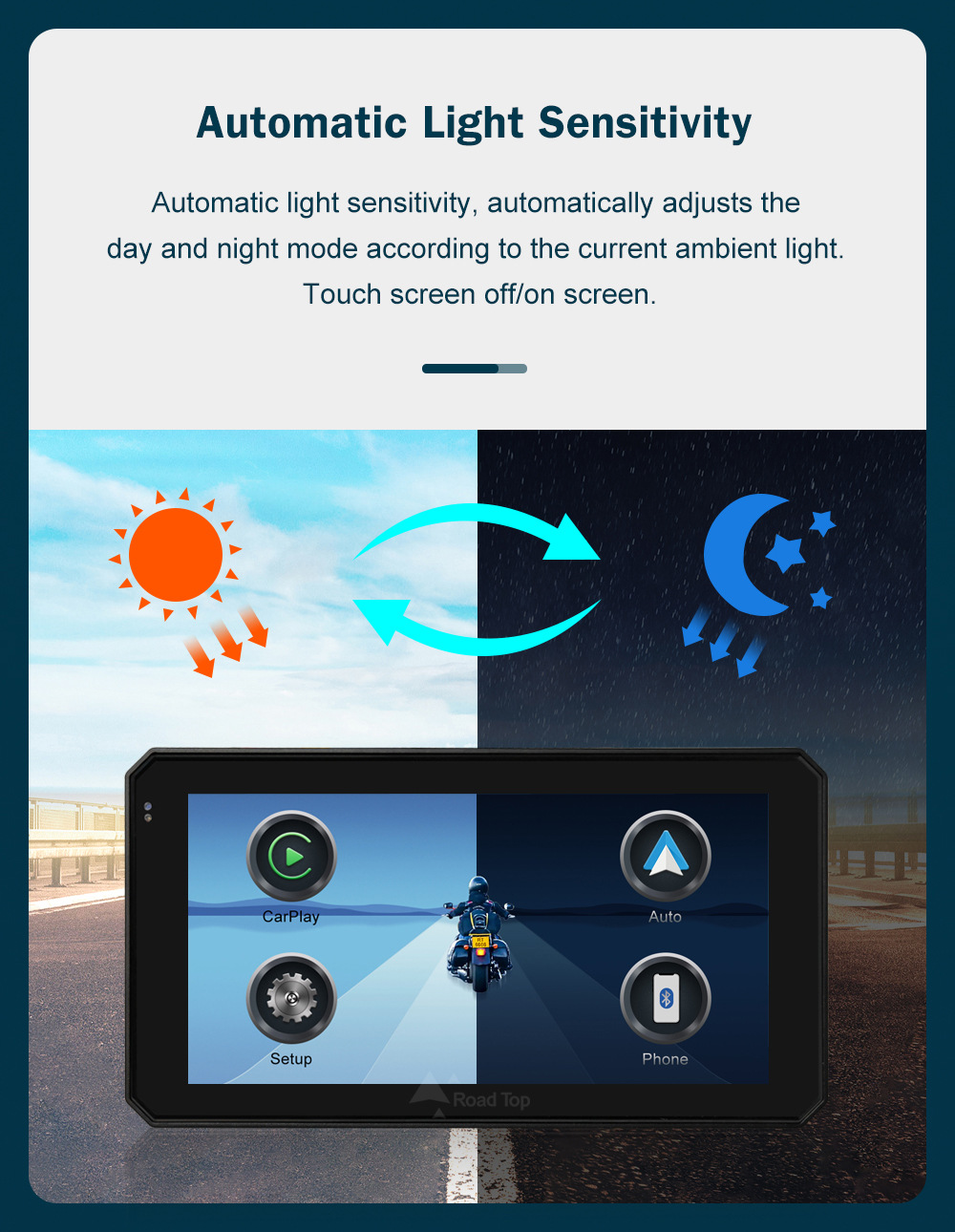 Road Top Road Top 5.98inch Waterproof Portable GPS Navigation Motorcycle CarPlay Display