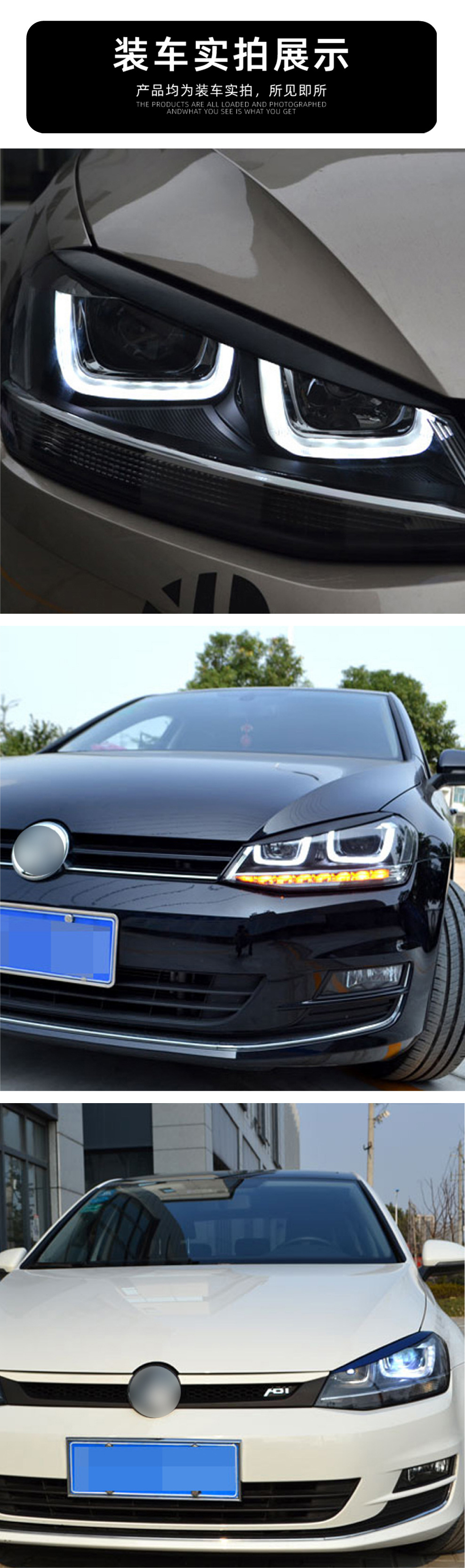 For Volkswagen Golf 7 MK7 2013-2019 Headlight Eyelid Trim Sticker