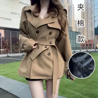 （夹棉）短款风衣外套女秋冬新款设计感辣妹收腰显瘦短款加厚大衣