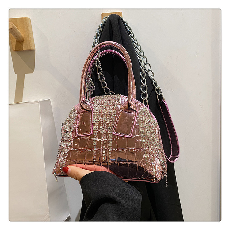 Women's Pu Leather Solid Color Streetwear Rhinestone Tassel Shell Zipper Dome Bag display picture 17