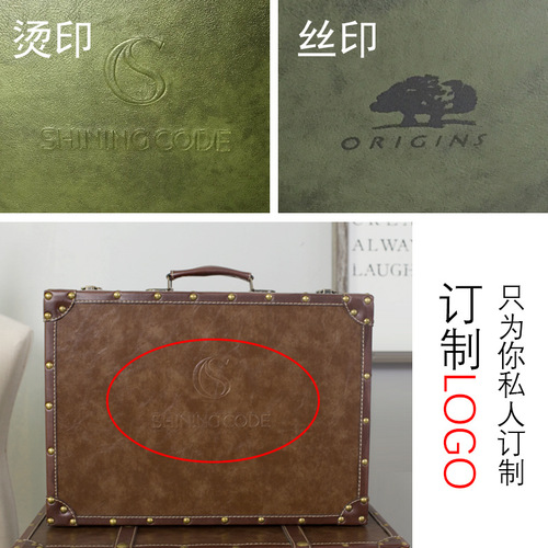 WI25 retro old-fashioned portable travel suitcase, antique display storage box, Republic of China nostalgic window decoration props