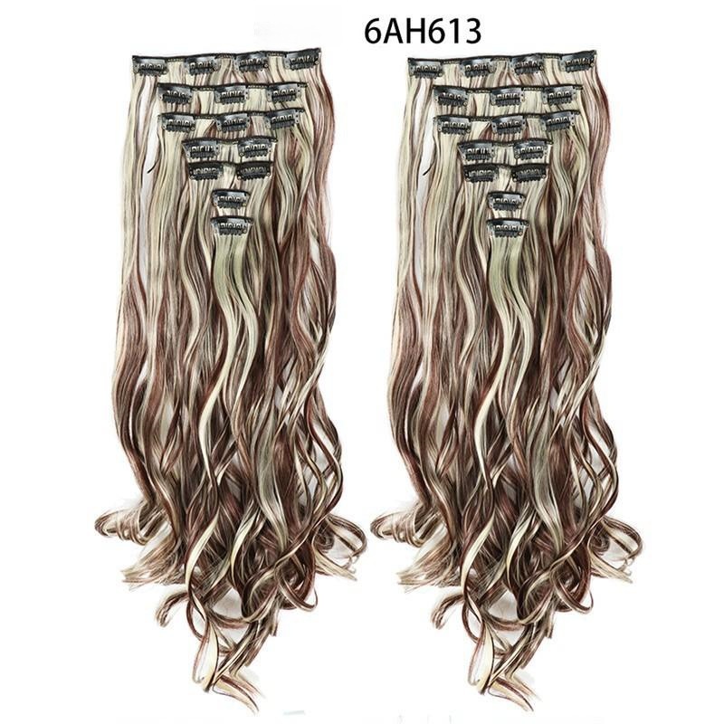 Extensión de Cabello Rizado con Clips BB Set de 7 de Fibra Térmica, Invisible, para Mujeres
