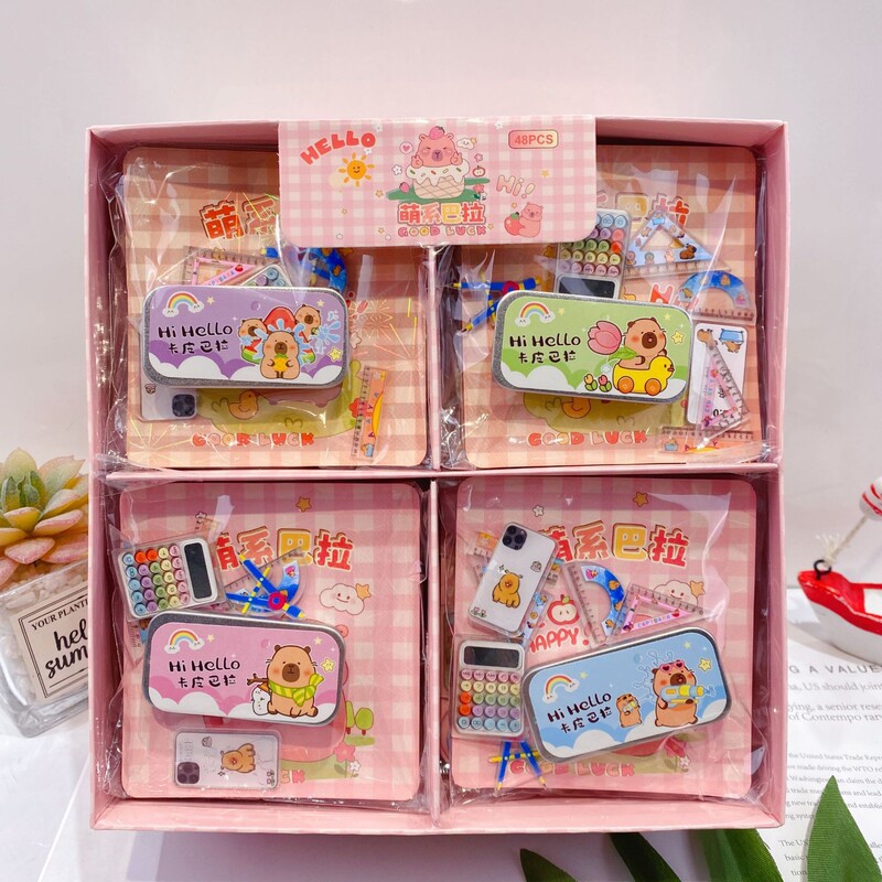 Cross-Border Capibara Mini Stationery Box Set, Cartoon Creative Miniature Stationery Scene, Pretend Play Toy