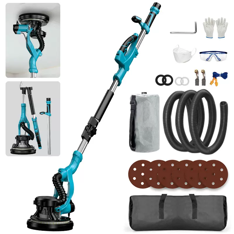 9寸225墙壁打磨机墙面腻子打磨机砂纸机自吸尘双灯长杆磨墙机