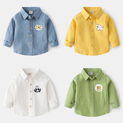 Thin lapel soft cotton shirt, small suit with casual shirt, boys' spring and autumn cartoon shirt