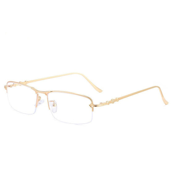 Hanging silk frame half frame finished myopia glasses degree plain all-match business gold silk HD anti-blue light men and women