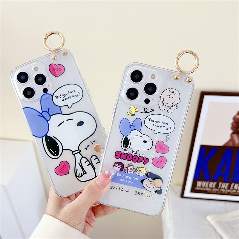 Suitable for Samsung M32 wrist strap transparent phone case Snoopy puppy crossbody soft cover M53/A81/m33 female lanyard