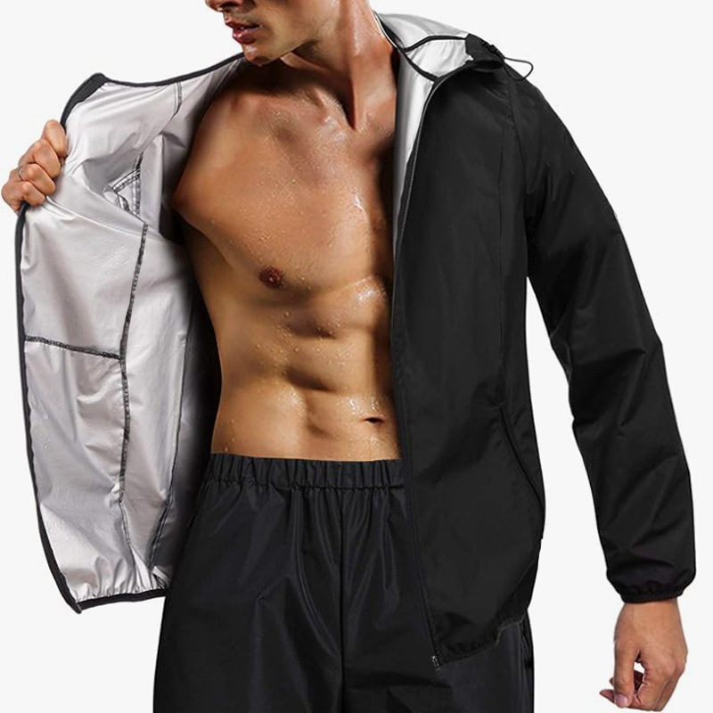 Cross-Border Men's Sports Sweat-Wicking Sauna Hat, Jacket, Fitness Wear, Exercise Sweat Suit Suit