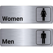 外贸拉丝铝制洗手间标志，男女9 x 3英寸浴室门标识restroom sign