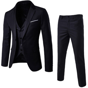 Men's Suit suit Three-Piece Korean Slim-Fit Suit Men's Business Professional Formal Dress Best Man and Groom Wedding Dress