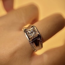 新款简单1克拉男士时髦戒指 实心双排碎钻商务百搭大男戒子饰品