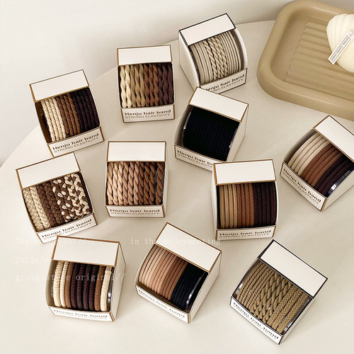 Coffee color headband new boxed rubber band geometric twist style hair tie rubber band fashion versatile hair rope
