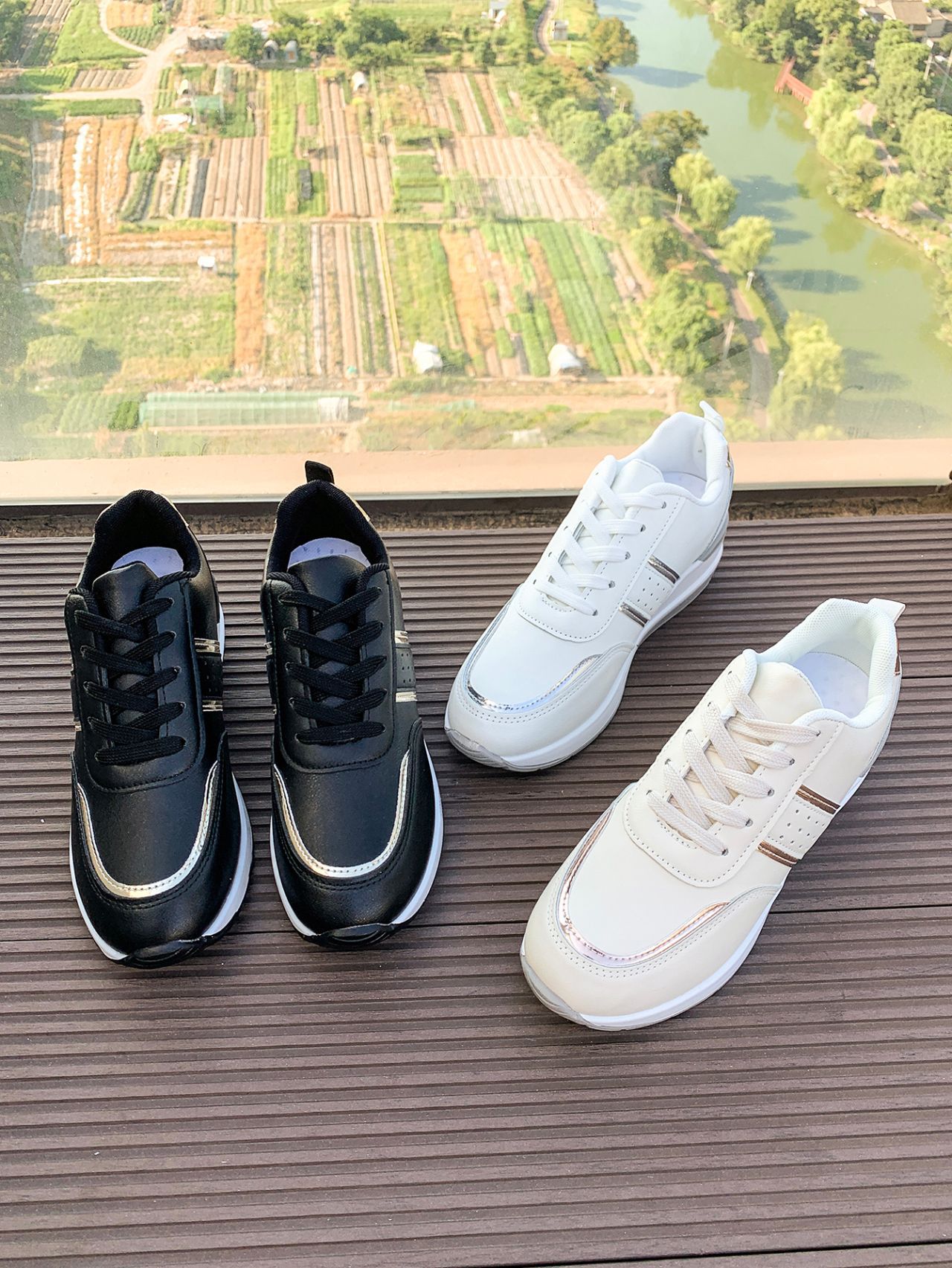 Damenschuhe 2024 Herbst neue Damen Sport Freizeitschuhe neue Mode Keilabsatz dicke Unterseite große Größe Freizeitschuhe_voghion.com