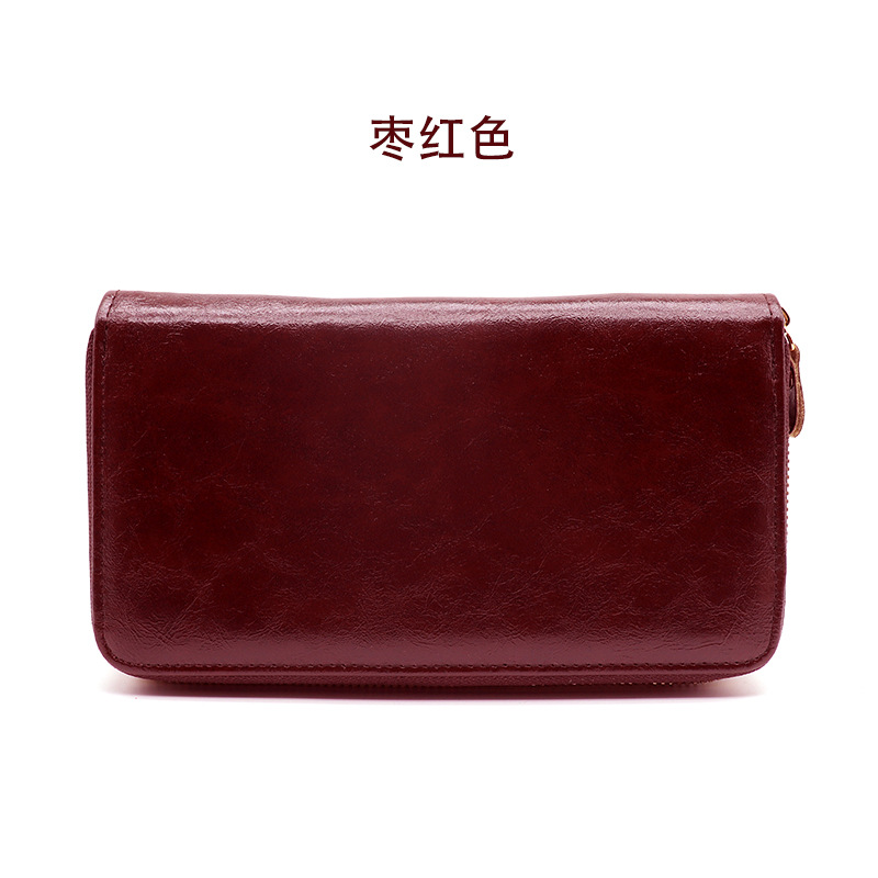 Nuevo monedero de cremallera única para hombres multifuncional retro gran capacidad bolsa de teléfono móvil bolsa tarjeta de órgano bolsa de cera de piel bolsa de mano mujer