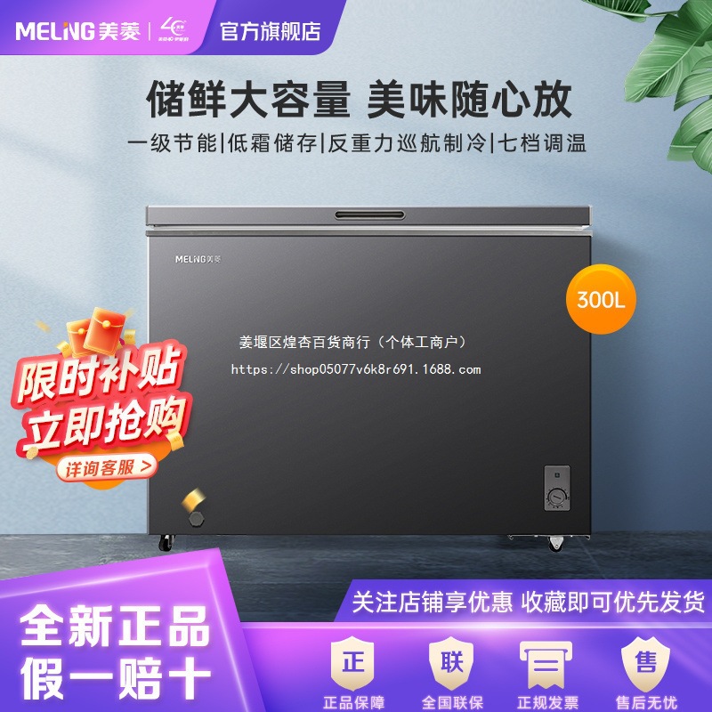Meiling 300 Liter Freezer for Home and Business Dual-Use Single Temperature Large Capacity Freezer and Refrigerator Bc/Bd-300Dtp First Class