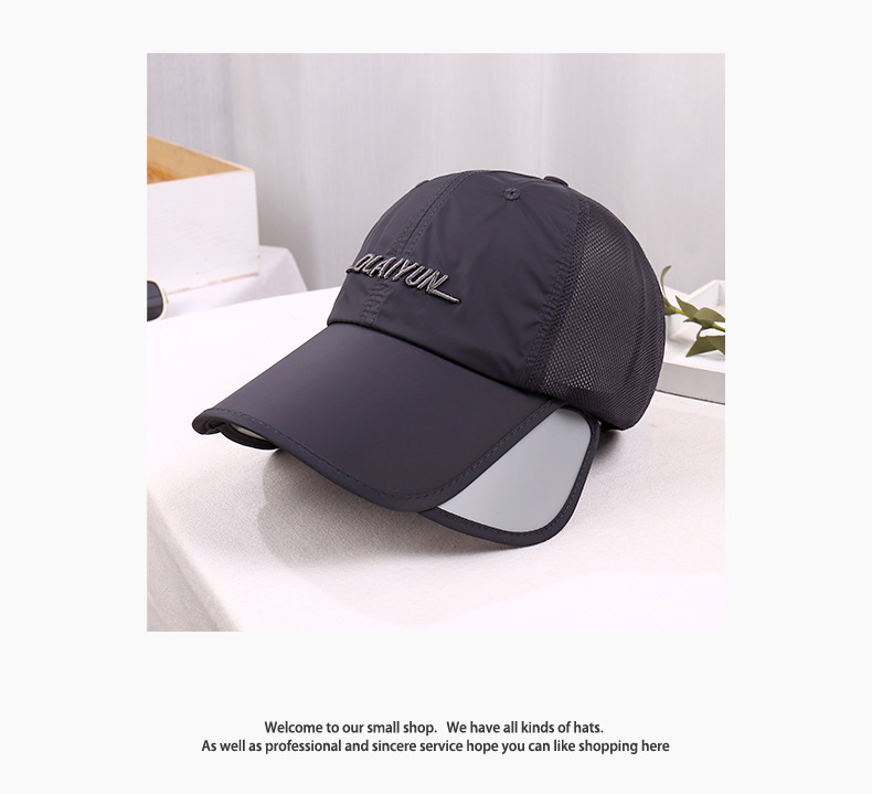 Quick-dry Baseball Cap With Retractable Brim Uv Protection Hat_voghion.com
