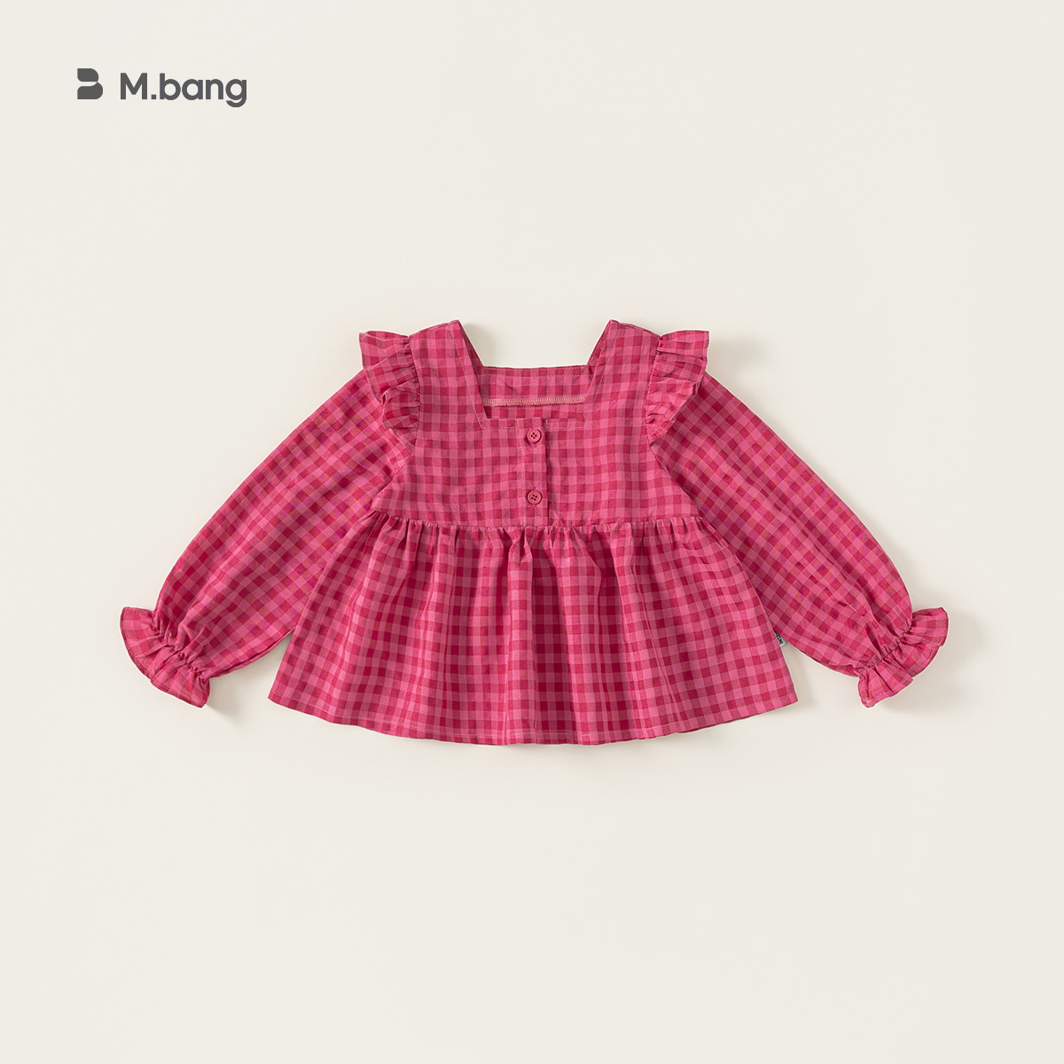 Youbao ropa para niños verano nuevo estilo coreano cuello cuadrado camisa de bebé blusa de encaje para niños niña pequeña camisa a cuadros con mangas voladoras