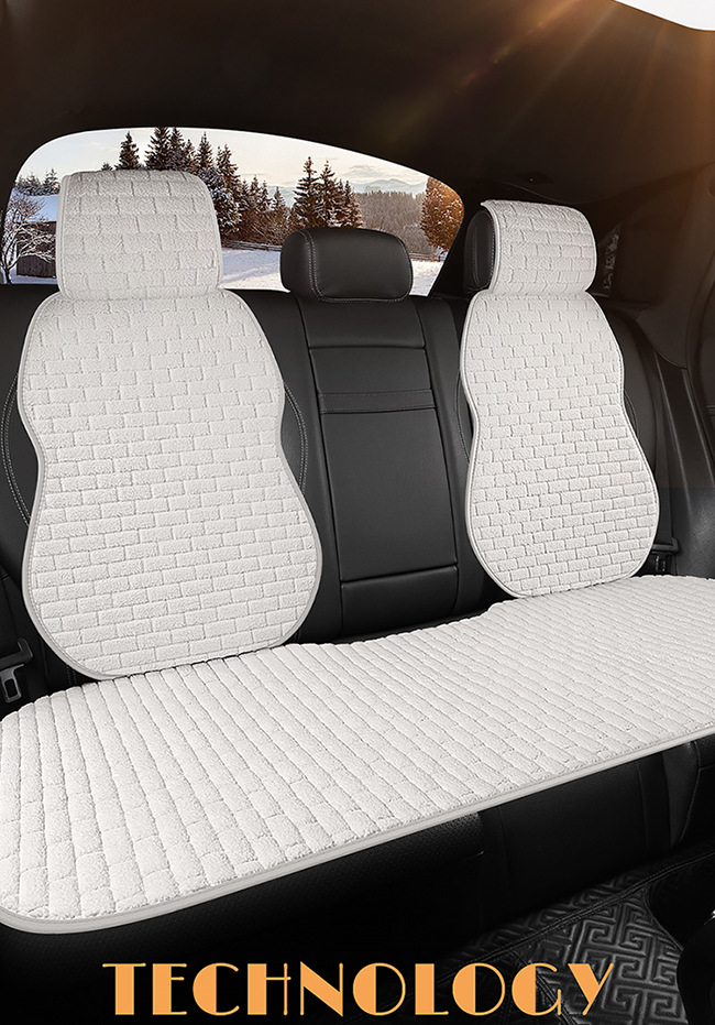 Four-Season Universal Car Seat Cushion Without Backrest, Single-Piece Plush Three-Piece Set, Non-Slip Single Rear Seat Cushion with Backrest, Winter
