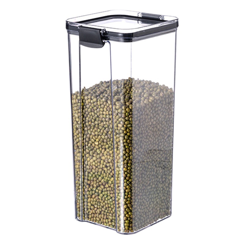 Hogar cuadrado transparente sellado tarro crisper cocina granos de almacenamiento tarro merienda de almacenamiento de frutas secas tarro al por mayor
