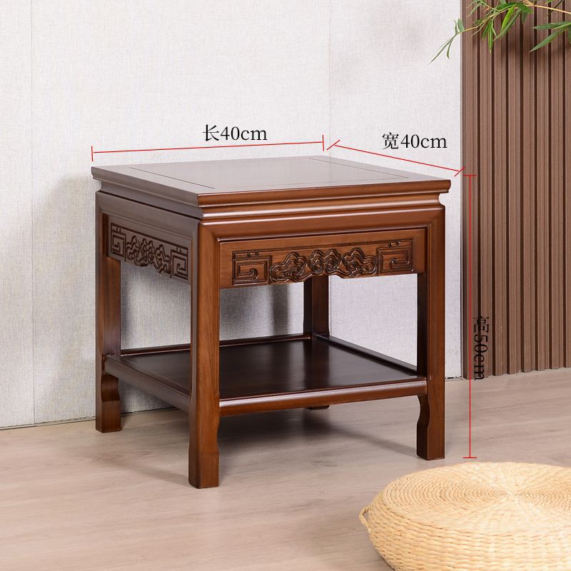 New Chinese Style Corner Table Solid Wood Coffee Table Living Room Small Square Table with Storage Sofa Side Table Solid Wood Flower Shelf Integrated