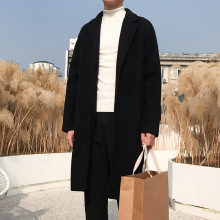 毛呢大衣男中长款港风纯色呢子外套过膝呢料秋冬季宽松上衣