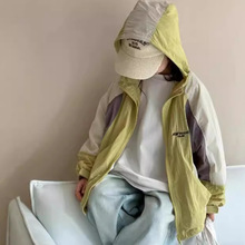 女童百搭外套秋装2025新款拼接中大连帽上衣童装秋季儿童冲锋衣