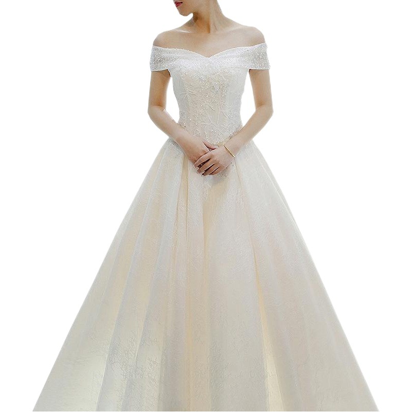 Vestido de novia ligero 2026, nuevo estilo, con cola, estilo forestal, adelgazante, sencillo, con hombros descubiertos, vestido de novia para fotografía de viajes para mujer. image 1