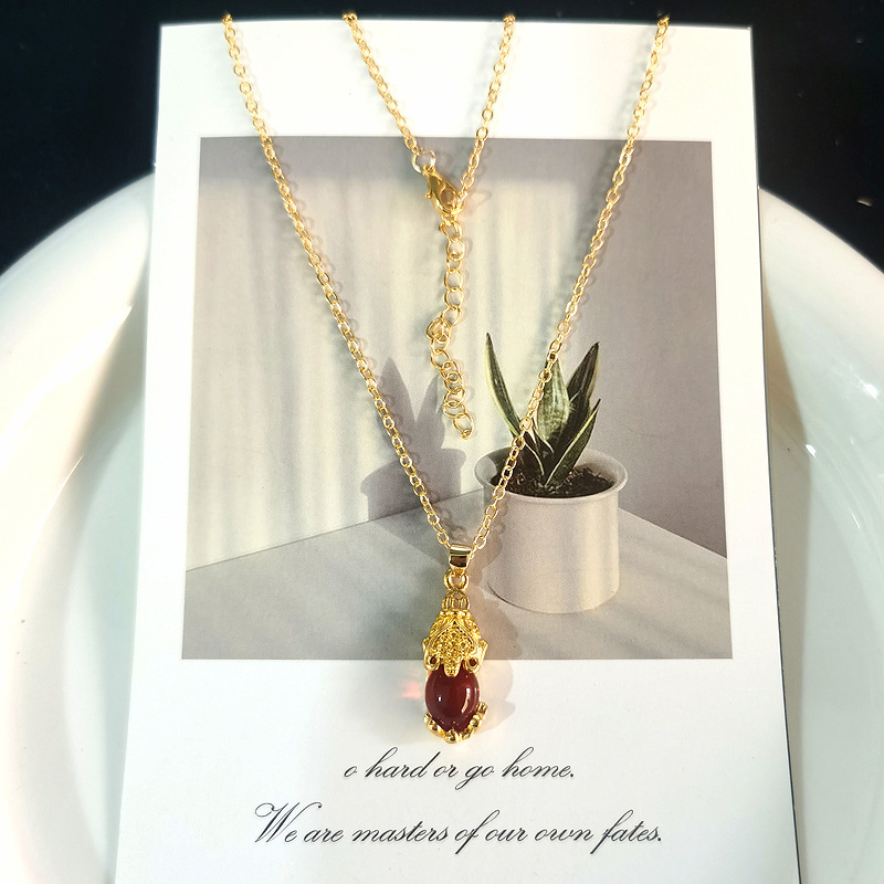 XL28 白玉红玛瑙貔貅项链