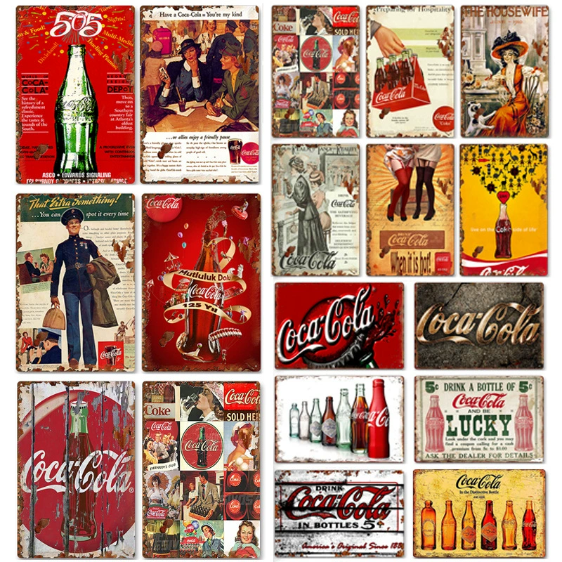 Металлическая настенная табличка Coca Cola, жесть 20×30 см, винтажный ретро стиль