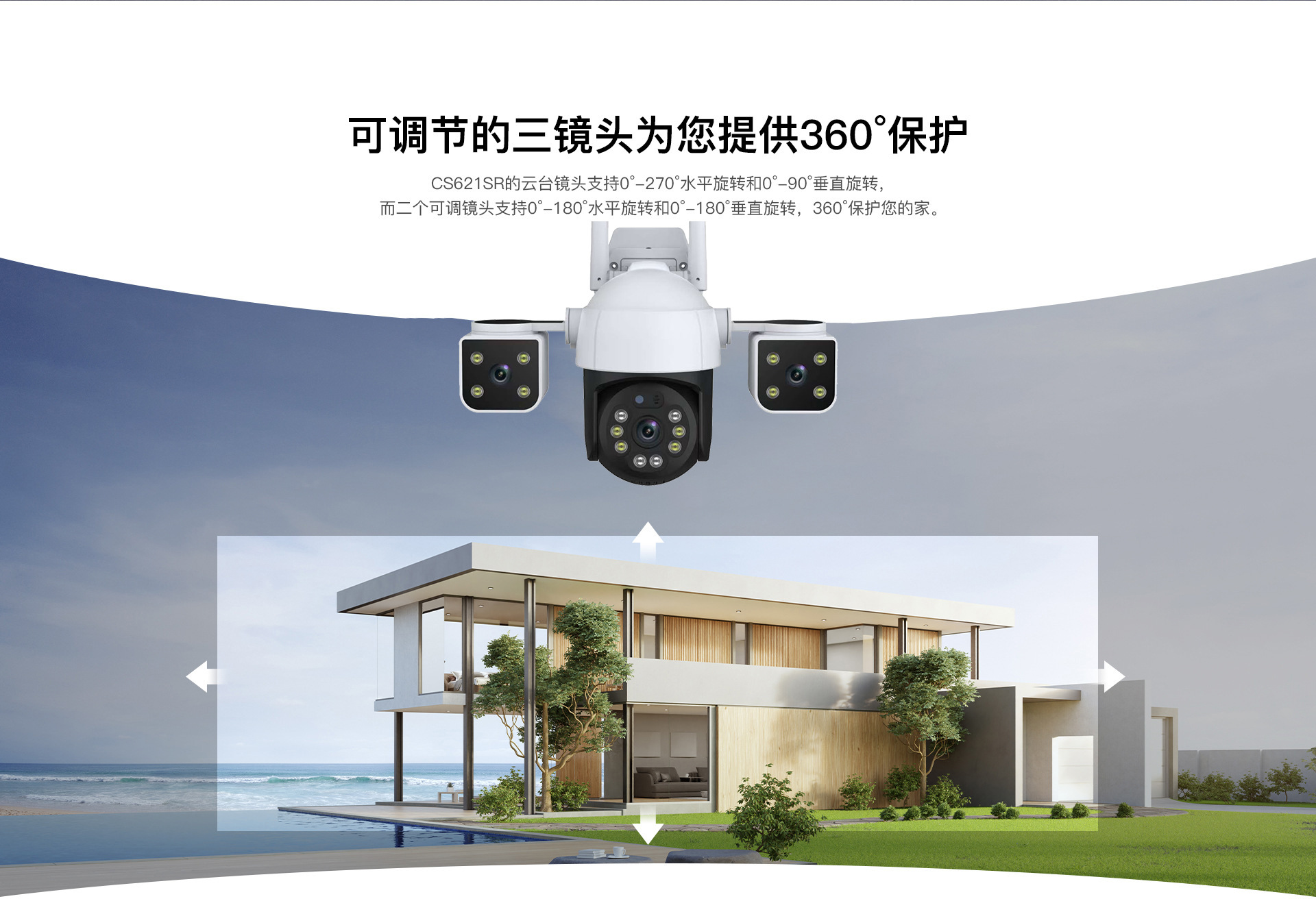 Three-lens full-color night vision waterproof high-resolution camera