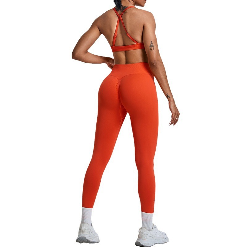 Verano sin costuras secado rápido ajuste conjunto de yoga mujer adelgazamiento de espalda ropa de fitness correr al aire libre pantalones set