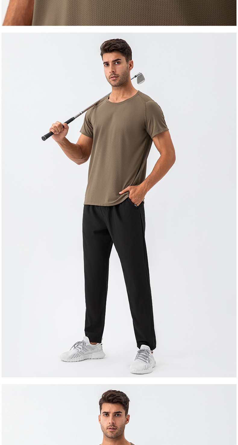 210g Weight Short Sleeve Sleeve Length Nylon Fabric Type Regular Top Length T-shirt Tops Type Outdoor, Running, Sports Occasion Round Neck Neckline Lattice, Solid Color Pattern Simple Style, Classic Style Style Wholesale Simple Style Classic Style Lattice Solid Color Short Sleeve Men's T-shirt 11