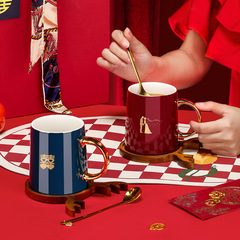 High-end Wedding Gift Ceramic Mugs for Couples Valentine's Day Gift with Deer Design, Complimentary Gift Box from the Manufacturer