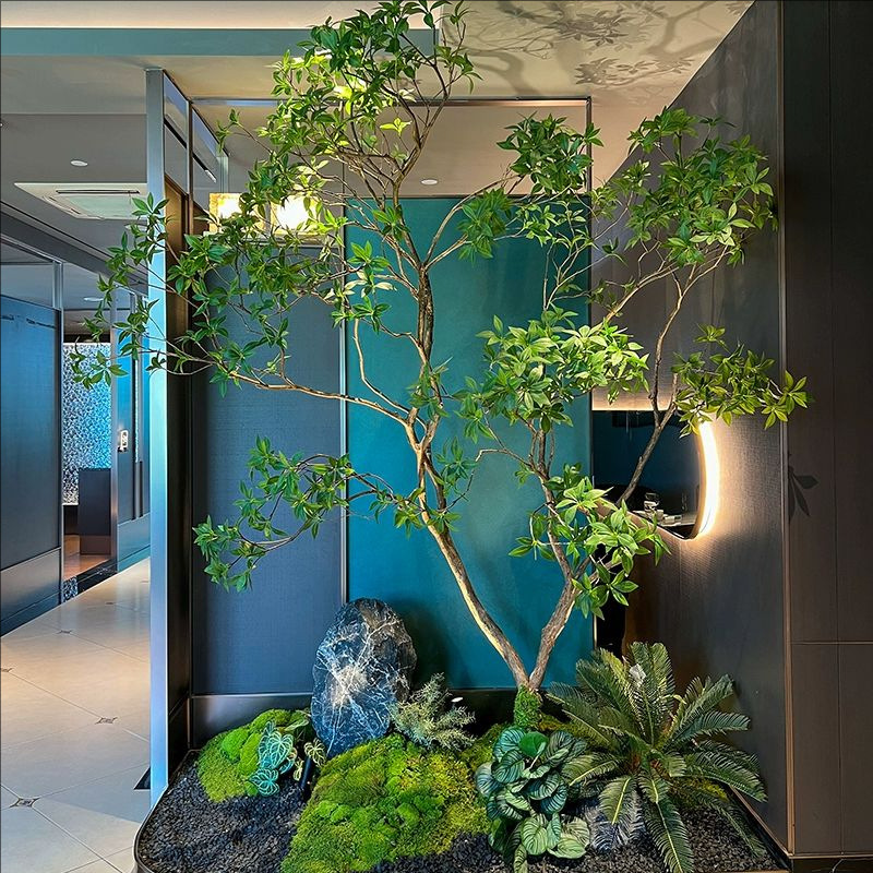 卸売馬酔った木製窓植物緑の植物造園屋内ソフト装飾シミュレーション装飾木大型人工木シンプルな風景|undefined
