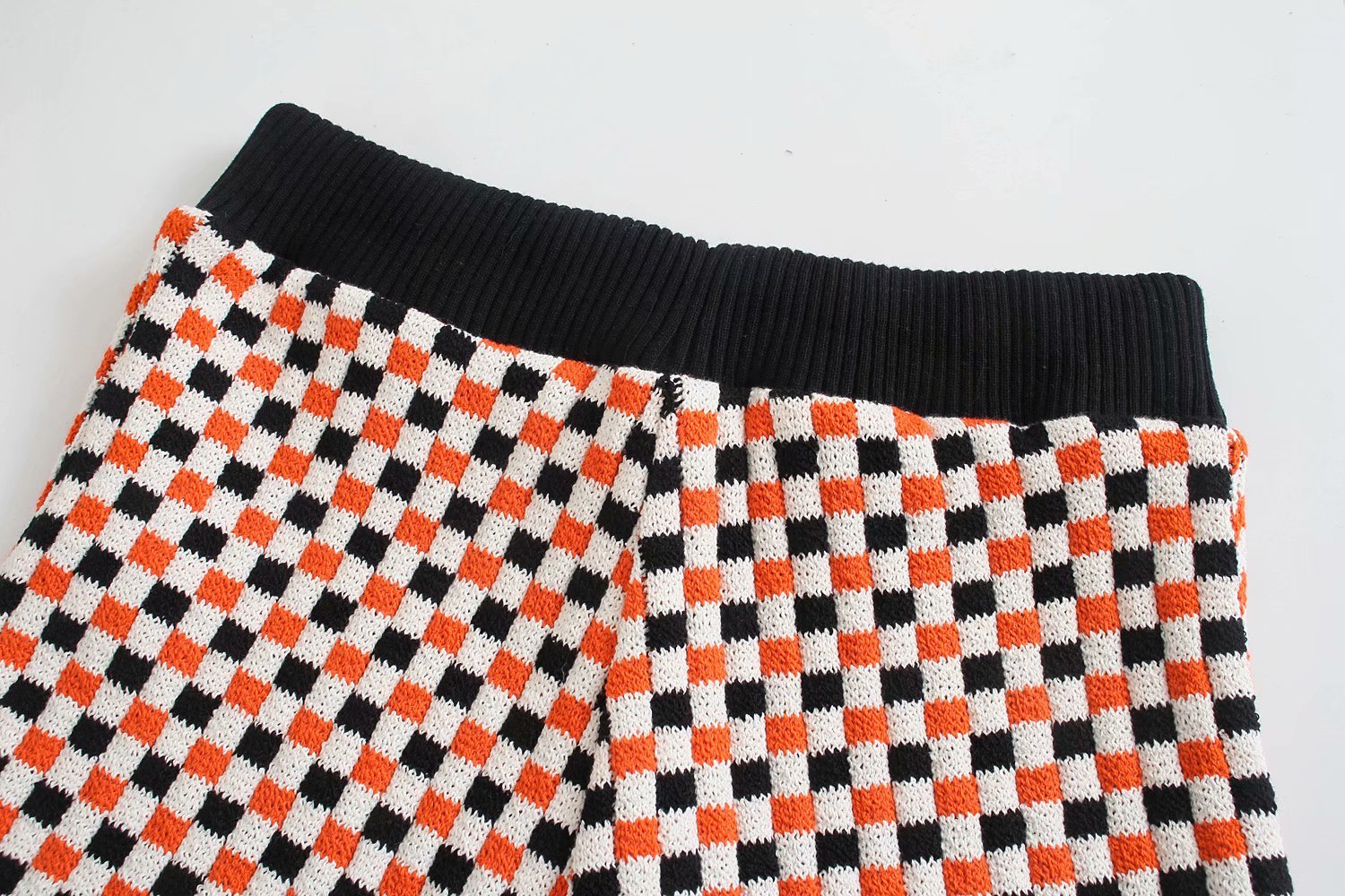 spring checkered knitted shorts NSAM36885