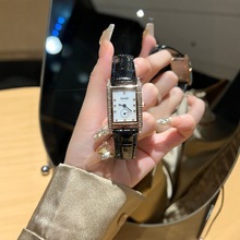 瑞士品牌戴卓女表皮带手表女士简约长方形镶钻贝母女表直播TK代发