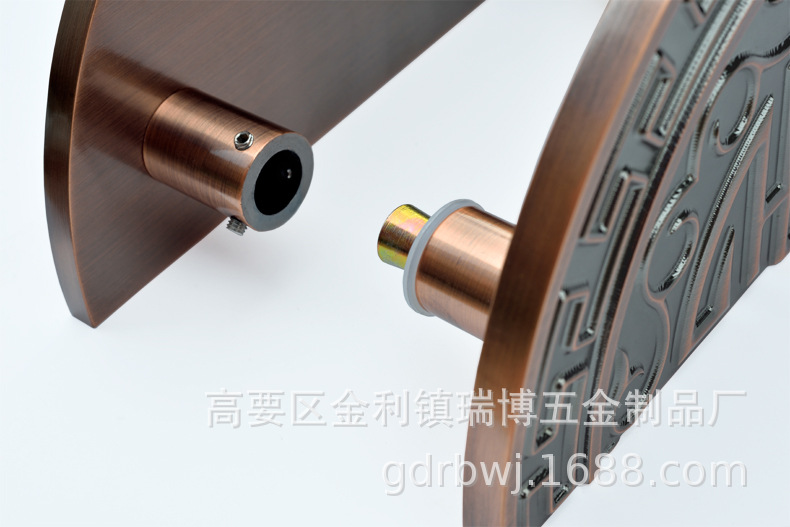 古铜色雕刻门把手中式玻璃门木门把手实心铝板定制对装
