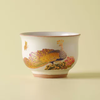 孔雀米黄汝窑主人杯陶瓷茶杯优雅品茗登科杯开片可养大容量