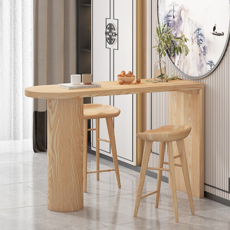 Modern minimalist solid wood bar table home living room partition creative wall bar counter dining room high leg table and chair combination