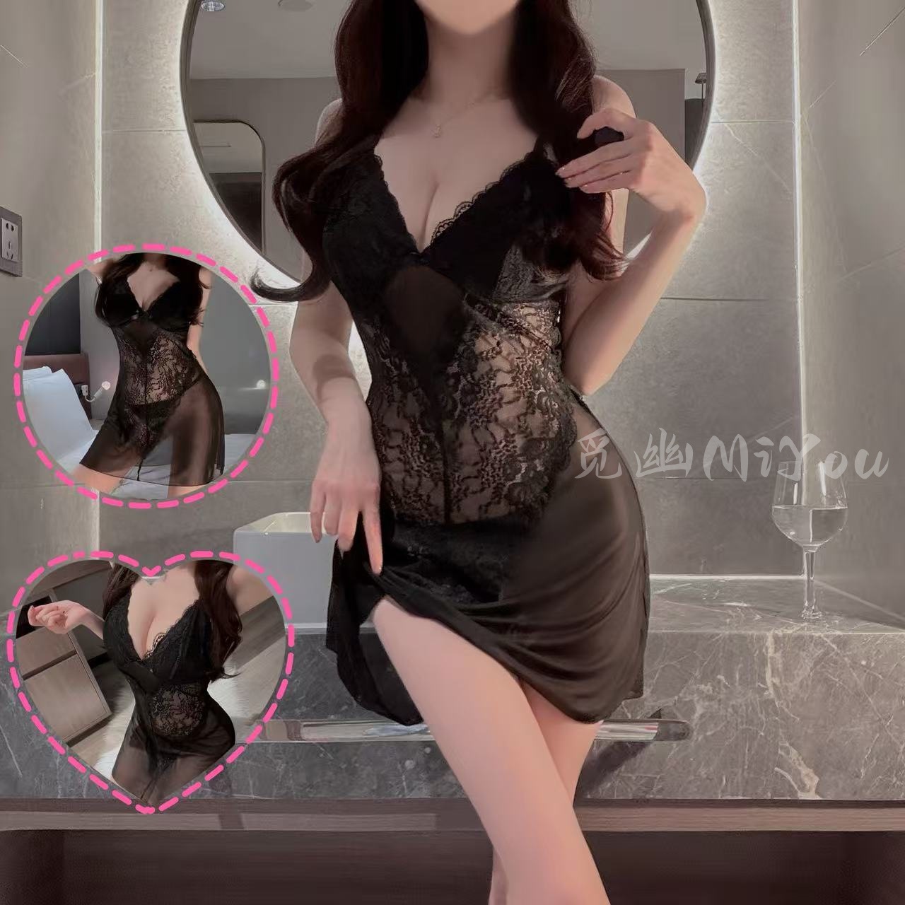 Miyou mesh see-through one-piece drop-shipping bagged suspender long skirt in stock tempting sexy lingerie Y8100