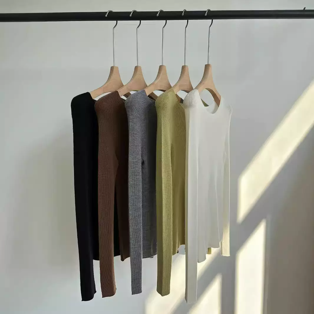 奢品Biella纱线~48支100精纺羊毛衫 新澳水溶细腻一字领针织衫女