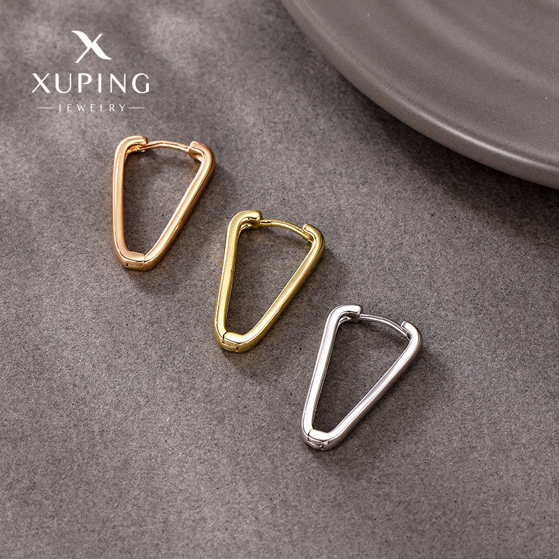 Pendientes Geométricos Minimalistas de Aleación Electrochapada Xuping Fashion, Estilo Único y Moderno, Pendientes Unisex al por Mayor