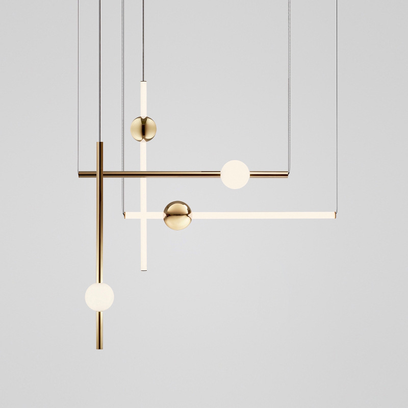 Casa de lámpara de cama combinada luminosa simple dormitorio comedor esfera de luz diseñador de casa modelo moderna