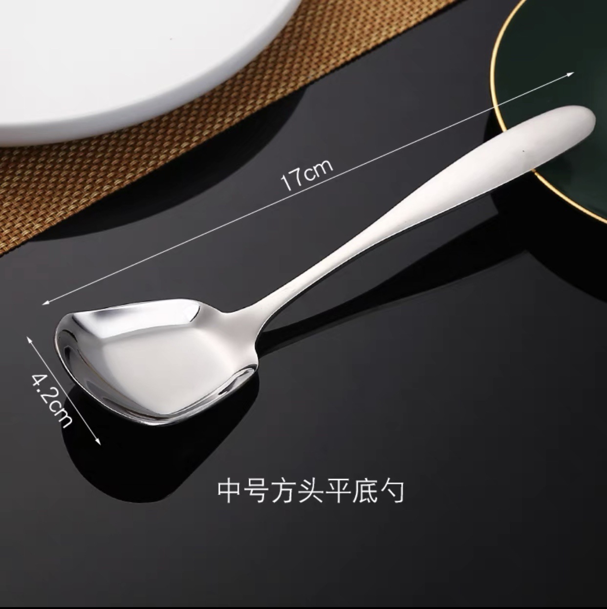 304 3mm 사각형 머리 평평한 바닥 숟가락 (중간)