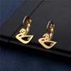 Metal cute earrings stainless steel, crown, simple and elegant design, Korean style