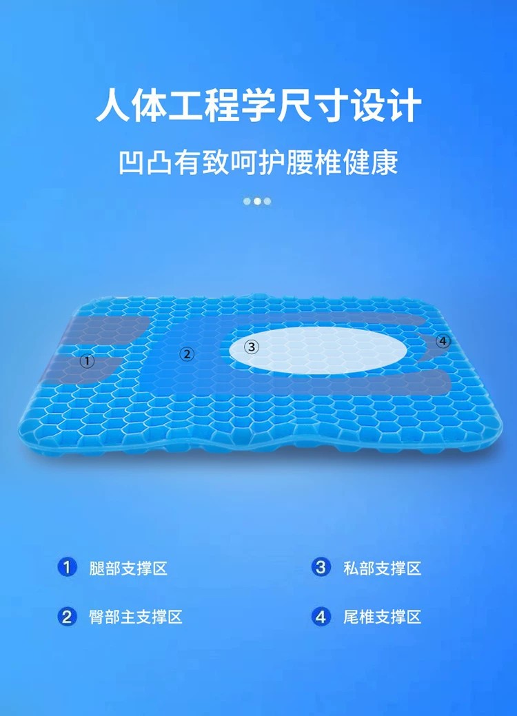 Gel seat cushion for summer, enlarged and thickened, suitable for office chairs, long-sitting chair pad, seat pad, honeycomb silicone cooling pad