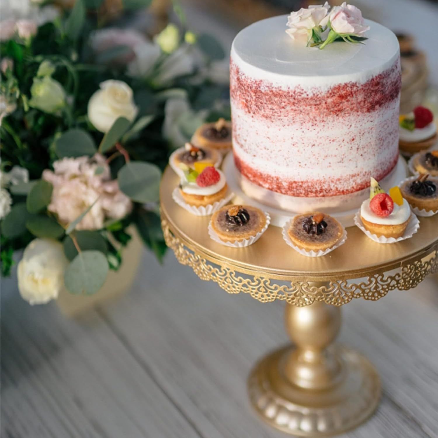 Amazon tres piezas de hierro forjado mesa de postres decoración estante de exhibición bandeja de pastel refresco estante de comida fría mesa de descanso de té